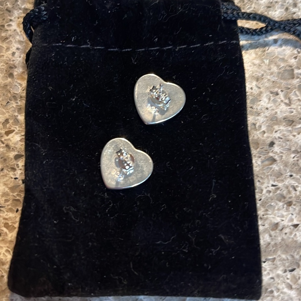 Sterling Silver Heart Earrings - Picture 3 of 3